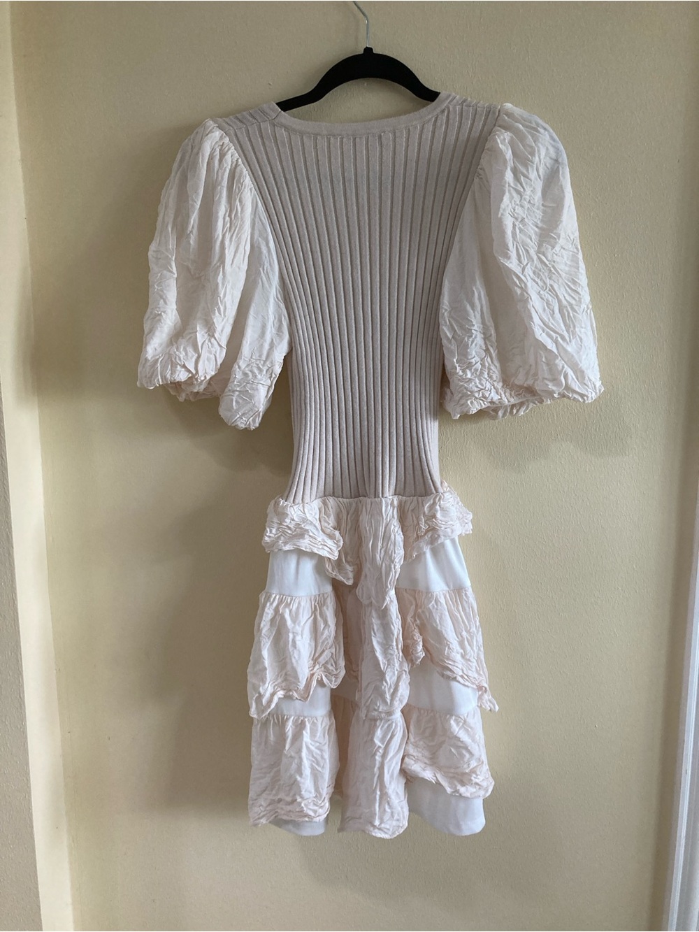 Francesca's Collections Cream Puff-Sleeve Tiered Girls Dress - Picture 5 of 5
